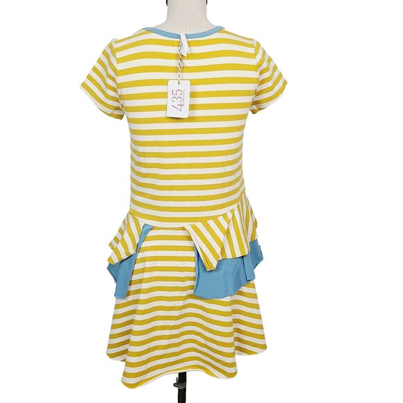 NEW Matilda Jane Sunshiny Days T-Shirt Dress Girls 14 Yellow Striped Knit Tiered - Picture 5 of 13